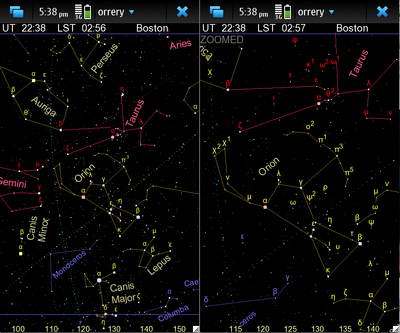 Screenshot of Bayer star names